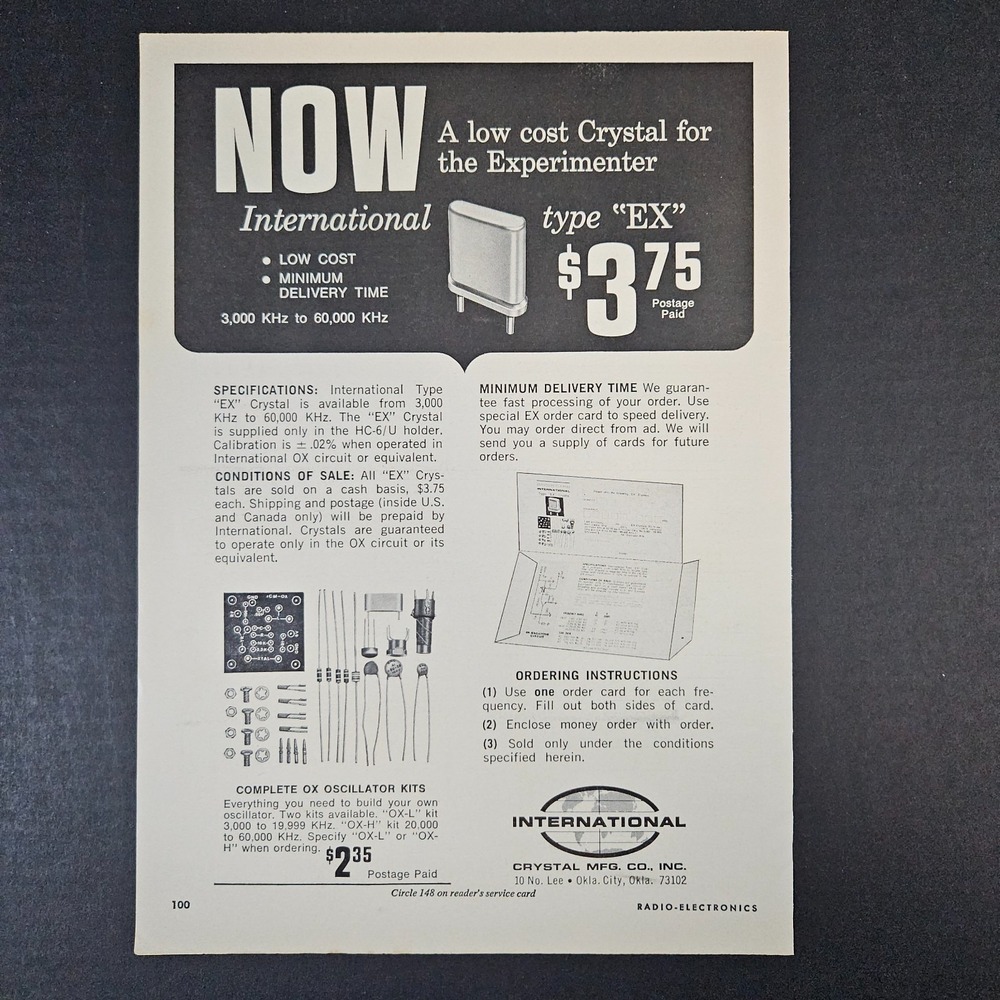 1968 International Crystal Mfg Oscillating Kits Vintage Print Ad Oklahoma City‎